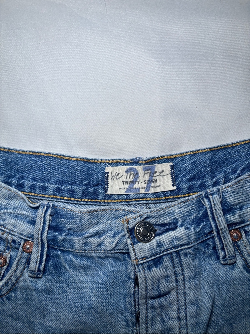 We The Free Light Blue Distressed High-Rise Denim Shorts - Picture 3 of 4
